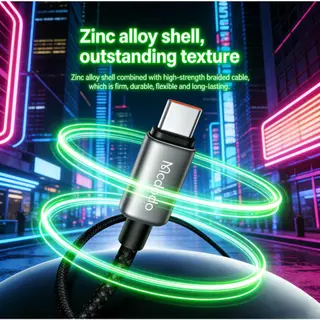 Mcdodo สาย USB-C 240W พร้อมจอแสดงผลหน้าจอสัมผัสสี 480Mbps การถ่ายโอนข้อมูลความเร็วสูง CA-875
