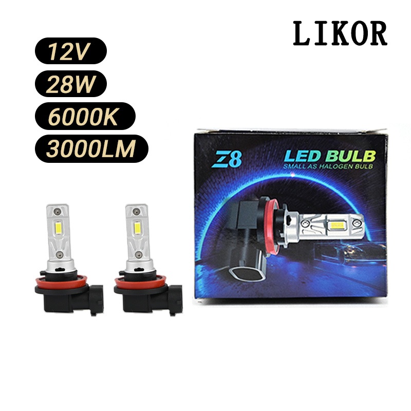 LIKOR N14 12V 24W 6000K ไฟ LED แบบไม่ใช้ทองแดง H1 H3 H4 H7 H8/H9/H11 H16 HB3 HB4 HIR2 หลอดไฟหน้ารถ