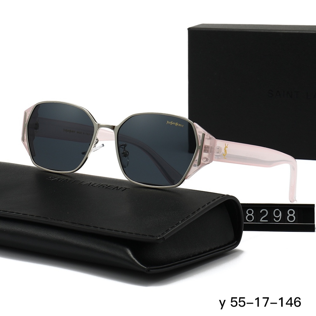 Saint Laurent สไตล์ 2026 สไตล์ใหม่ Street ยิงเว้ารูปร่าง Anti-Ultraviolet แว่นตากันแดดแฟชั่นที่ไม่ซ้
