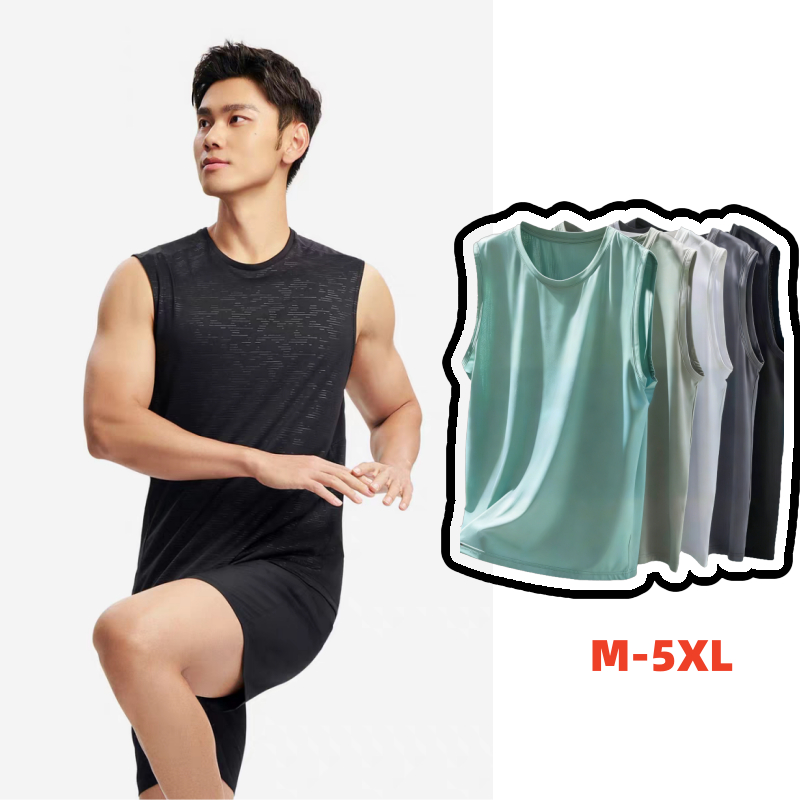 ส่งภายใน 3-4 วัน Hillsayn เสื้อยืดผู้ชายแขนกุดตาข่ายระบายอากาศ M-5xl