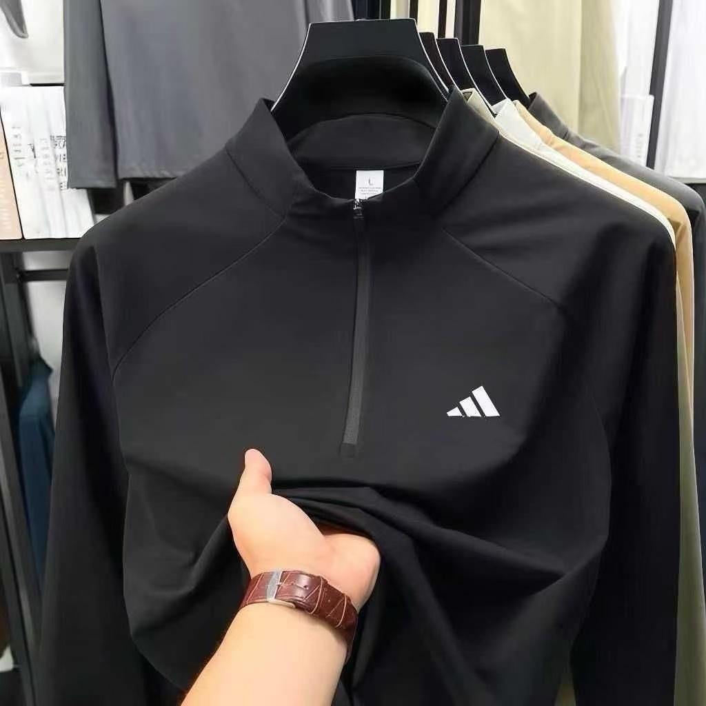 เสื้อกีฬาคุณภาพดี แบบแขนยาวครึ่งซิป กันยูวี เสริมการ сохเร็วสำหรับคนทุกวัย เหมาะสำหรับชายและหญิง