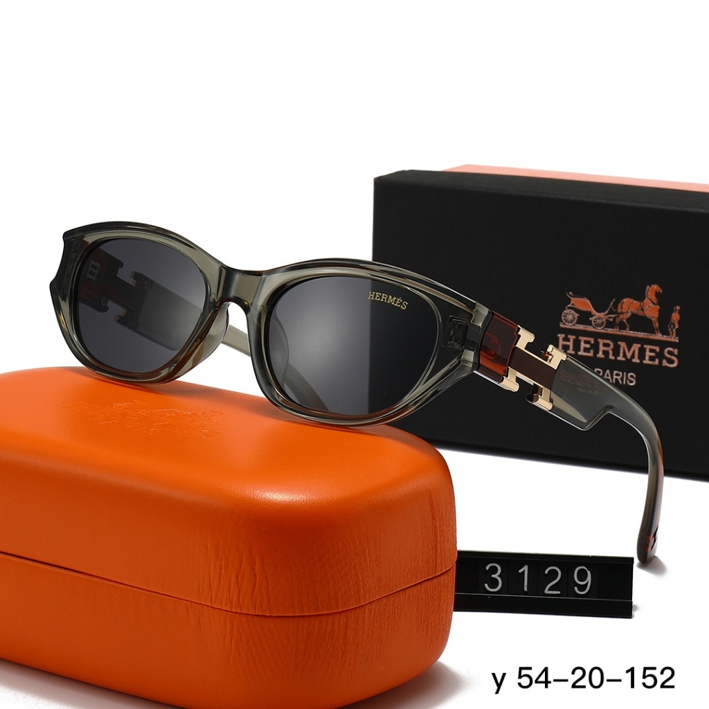 Hermes 2026 แว่นกันแดดแฟชั่นสไตล์ใหม่ Cool แว่นกันแดดเลนส์โพลาไรซ์ HD SC3129