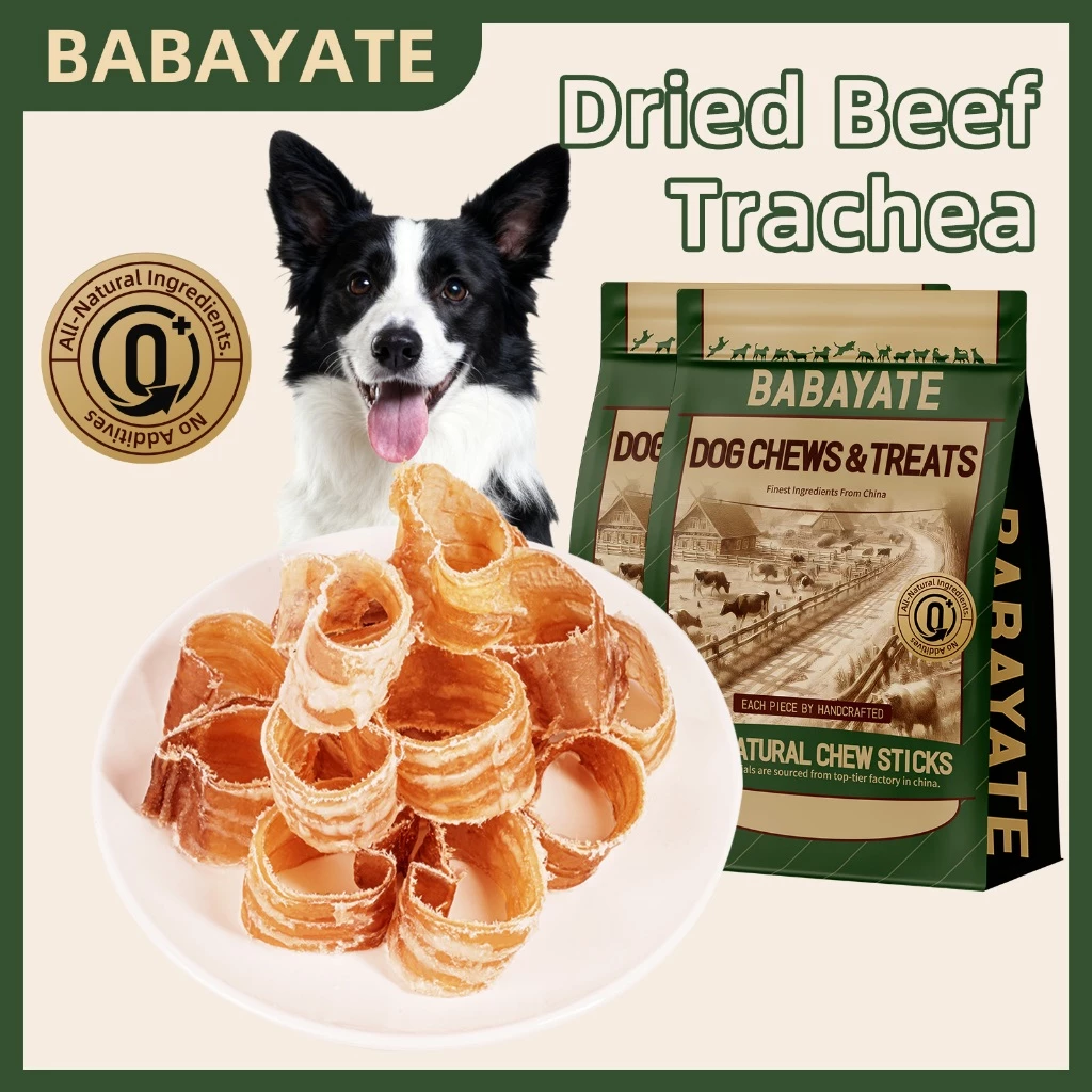 BABAYATE หลอดลมเนื้อวัว – ขนมเคี้ยวธรรมชาติช่วยบำรุงข้อต่อ ออกฤทธิ์นาน ช่วยทำความสะอาดฟัน ไม่มีกลิ่น ไม่มีสารเติมแต่ง ไม้เคี้ยวสำหรับสุนัขทุกสายพันธุ์