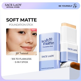 SACE LADY Soft Matte Foundation Stick Long-Lasting Concealer Flawless Customizable Coverage SPF30 PA+++ 5-in-1  Waterproof Makeup