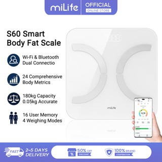 MiLife S60 Smart Body Fat Scale 24 Body Metrics Wi-Fi & Blue…