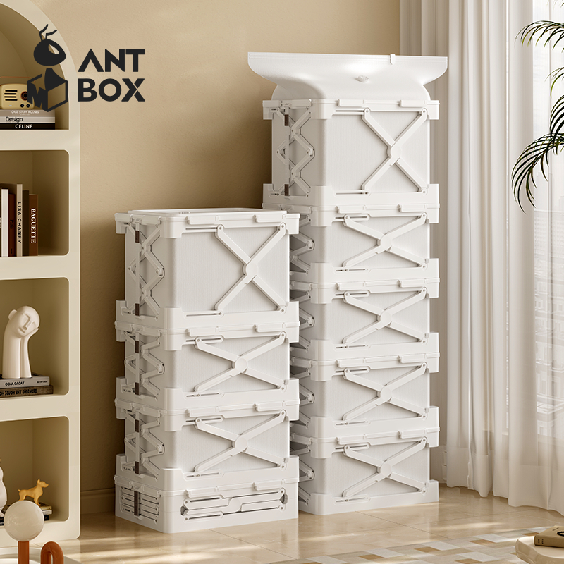 ANTBOX  กล่องเก็บของแบบพับได้ระบบสูญญากาศสีขาว สำหรับเก็บเสื้อแจ็คเก็ตขนเป็ด ป้องกันความชื้นและคืนตัว ความจุขนาดใหญ่ 56 ลิตร พร้อมปั๊มสูญญากาศไฟฟ้า