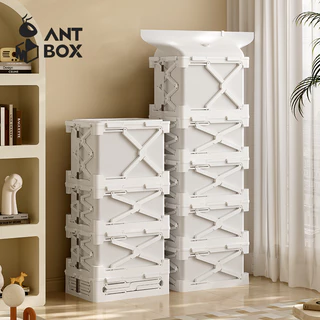 ANTBOX กล่องเก็บของแบบพับได้ระบบสูญญากาศสีขาว สำหรับเก็บเสื้อแจ็คเก็ตขนเป็ด ป้องกันความชื้นและคืนตัว ความจุขนาดใหญ่ 56 ลิตร พร้อมปั๊มสูญญากาศไฟฟ้า