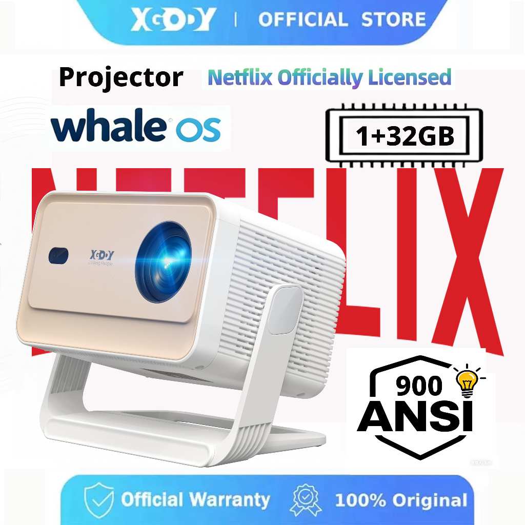 [NETFLIX Official] XGODY N6 PRO โปรเจคเตอร์มินิ 1080P HD โปรเจคเตอร์พกพาสำหรับใช้ในบ้าน พร้อม YouTub