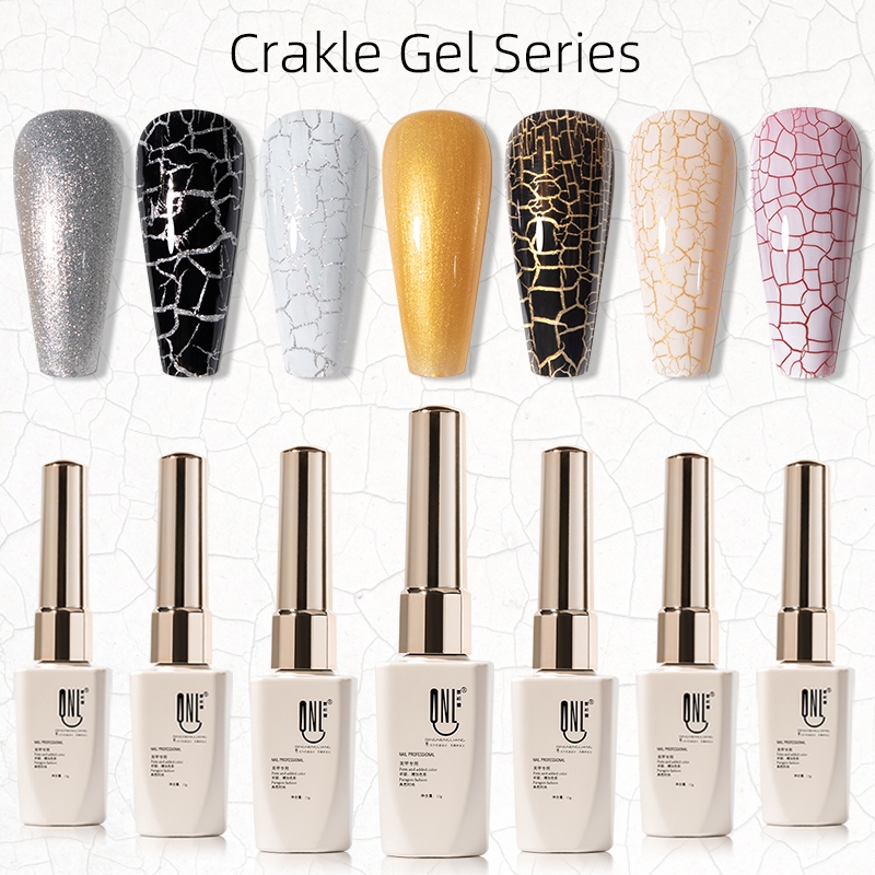 QNL สีดําสีขาวสีแตกยาทาเล็บกาวแตกงูส่องไฟเล็บเจลระเบิดเนื้อเล็บเจลเล็บเล็บอะคริลิดูแลเล็บหนังกําพร้า