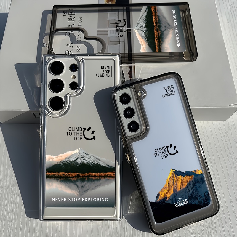Samsung S26 Ultra S25 Ultra S25 FE S24 UltraสวยSnowy Mountain Hardโปร่งใสสําหรับSamsung S25 + S24 S23 Ultra S22 S21 FE A56 A55 A53 A16 A15 ฝาครอบกันกระแทก