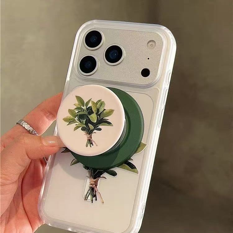 Zhao Lusi สไตล์เดียวกันลบ Bad Grapefruit Leaf วงเล็บแม่เหล็กเหมาะสําหรับ Apple 17pro Frosted Shell 1