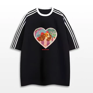 (จัดส่งตลอด 24 ชั่วโมง) NFV เสื้อยืดเกาหลี แขนสั้น นุ่ม ใส่สบาย ลายลูกสุนัขหัวใจ YG507