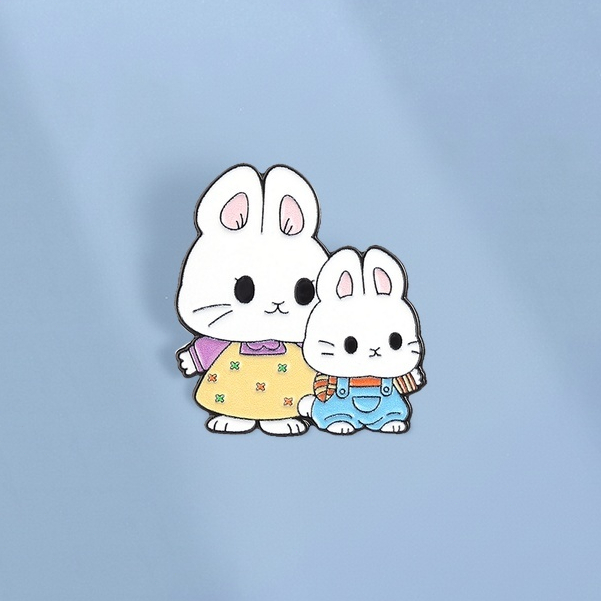 พินกระต่ายเคลือบน่ารัก พร้อมป้ายกระเป๋า เป้สะพายหลัง อุปกรณ์เสริมและของขวัญสำหรับเพื่อน
