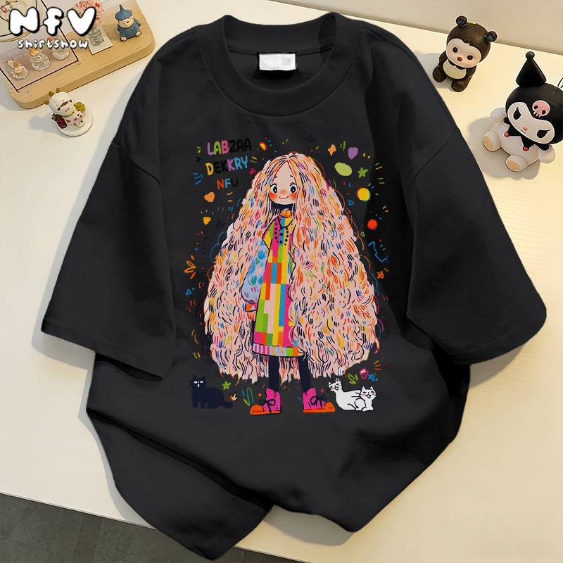 (ส่งด่วนกทม) NFV ใหม่ล่าสุด💕เสื้อยืดแขนสั้นคอกลม ทรงหลวม ลายสาวแฟชั่น ผ้าแห้งเร็ว ระบายอากาศ YG260