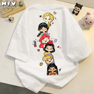 NFV เสื้อยืดแฟชั่นมาแรง คอเสื้อ เสื้อยืด นุ่มสบาย สตรี ผ้าฝ้าย100% ลายเยอะ น่ารัก โอเวอร์ไซส์ YG872