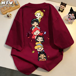 NFV เสื้อยืดแฟชั่นมาแรง คอเสื้อ เสื้อยืด นุ่มสบาย สตรี ผ้าฝ้าย100% ลายเยอะ น่ารัก โอเวอร์ไซส์ YG872