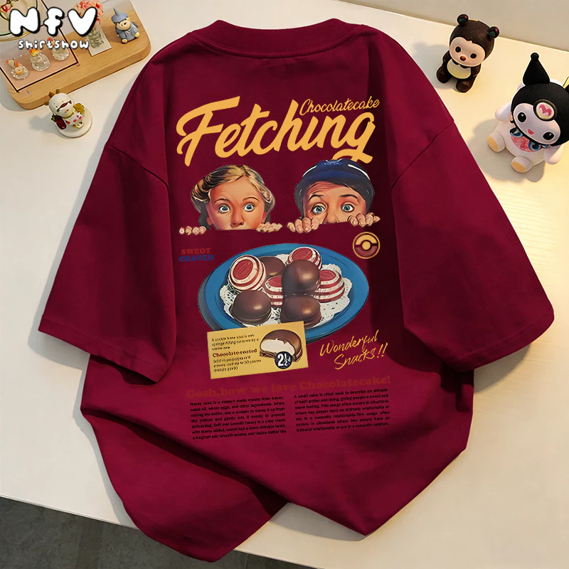NFV พร้อมส่ง✨ลายพิมพ์การ์ตูนอนิเมชัน เสื้อยืดแขนสั้นคอกลม ผ้าฝ้ายแท้ เนื้อผ้านุ่ม ทรงหลวม YG934