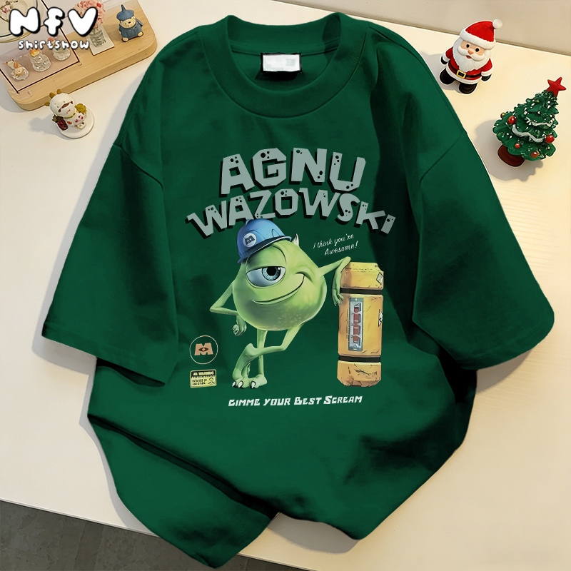 [จัดส่งตลอด 24 ชั่วโมง] NFV เสื้อยืดคอกลมลายตาโต สไตล์อเมริกัน คู่รักได้ ทรงโอเวอร์ไซส์ ดีไซน์ไม่ซ้ำใคร YG101
