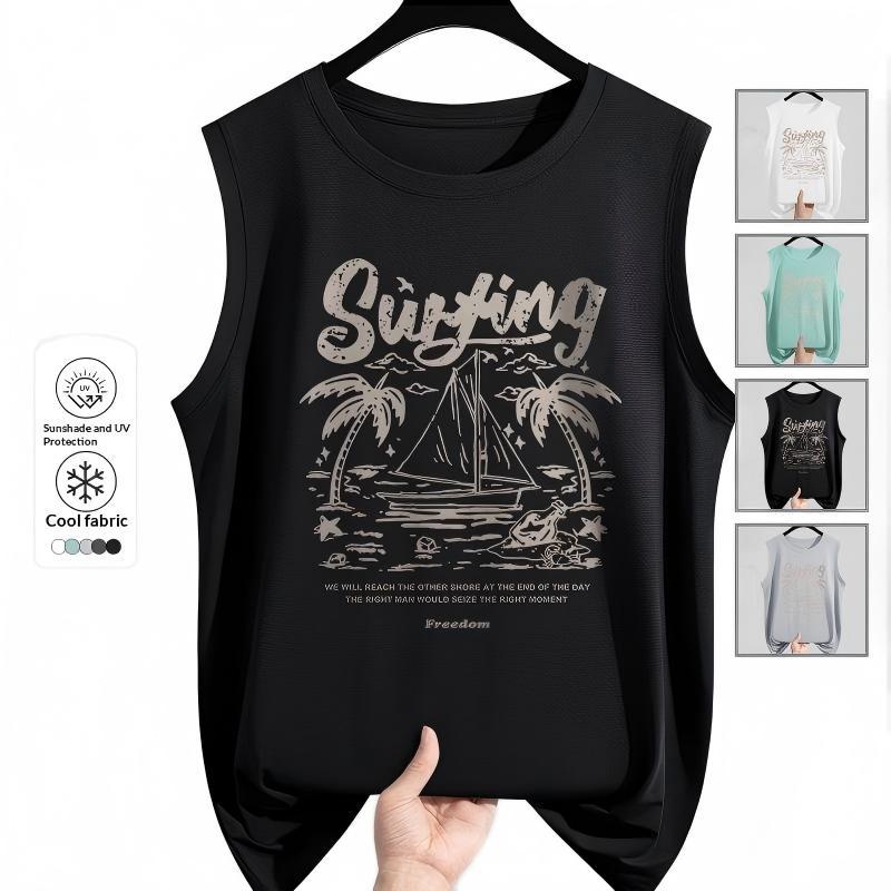🌈มีหลายแบบ🌈เสื้อยืดแขนกุดผู้ชาย ลายทรอปิคอล🌴 สไตล์ชายหาด ใส่เที่ยวฤดูร้อน ☀️