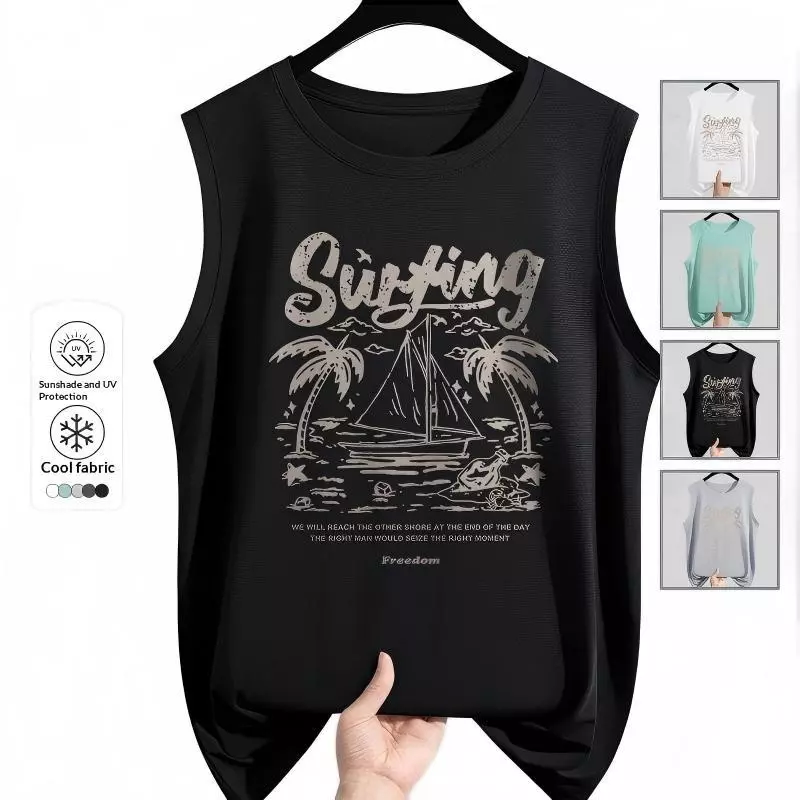 🌈มีหลายแบบ🌈เสื้อยืดแขนกุดผู้ชาย ลายทรอปิคอล🌴 สไตล์ชายหาด ใส่เที่ยวฤดูร้อน ☀️
