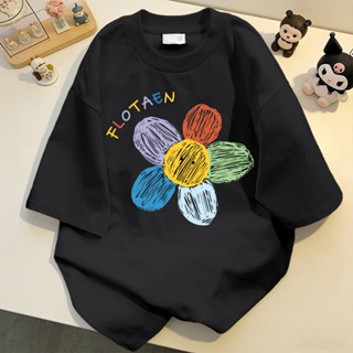 NFV ใหม่ล่าสุด🌸ลายพิมพ์ดอกไม้ เสื้อยืดแขนสั้นคอกลม ใส่สบายไม…