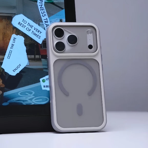 【Polka Dot Non-Slip/Matte acrylic hard case/Gray】เคส compatible for iPhone 12 13 14 15 16 17 pro max case