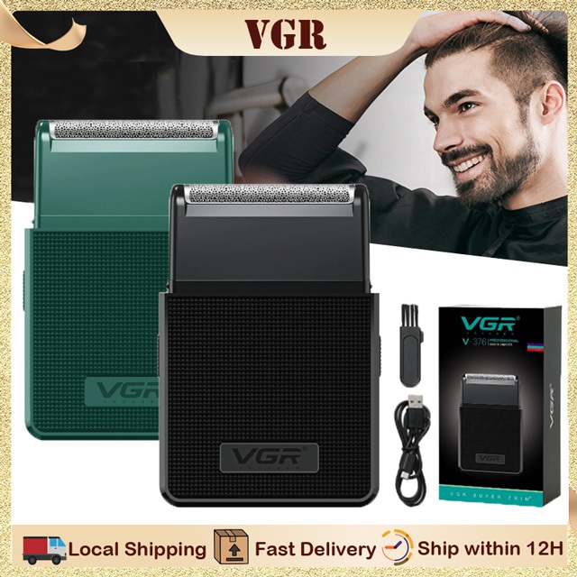 VGR V-376 เครื่องโกนหนวดไฟฟ้ามืออาชีพสําหรับผู้ชาย USB หัวตัดลูกสูบ