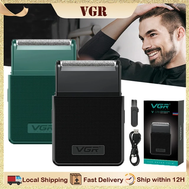 VGR V-376 เครื่องโกนหนวดไฟฟ้ามืออาชีพสําหรับผู้ชาย USB หัวตัดลูกสูบ
