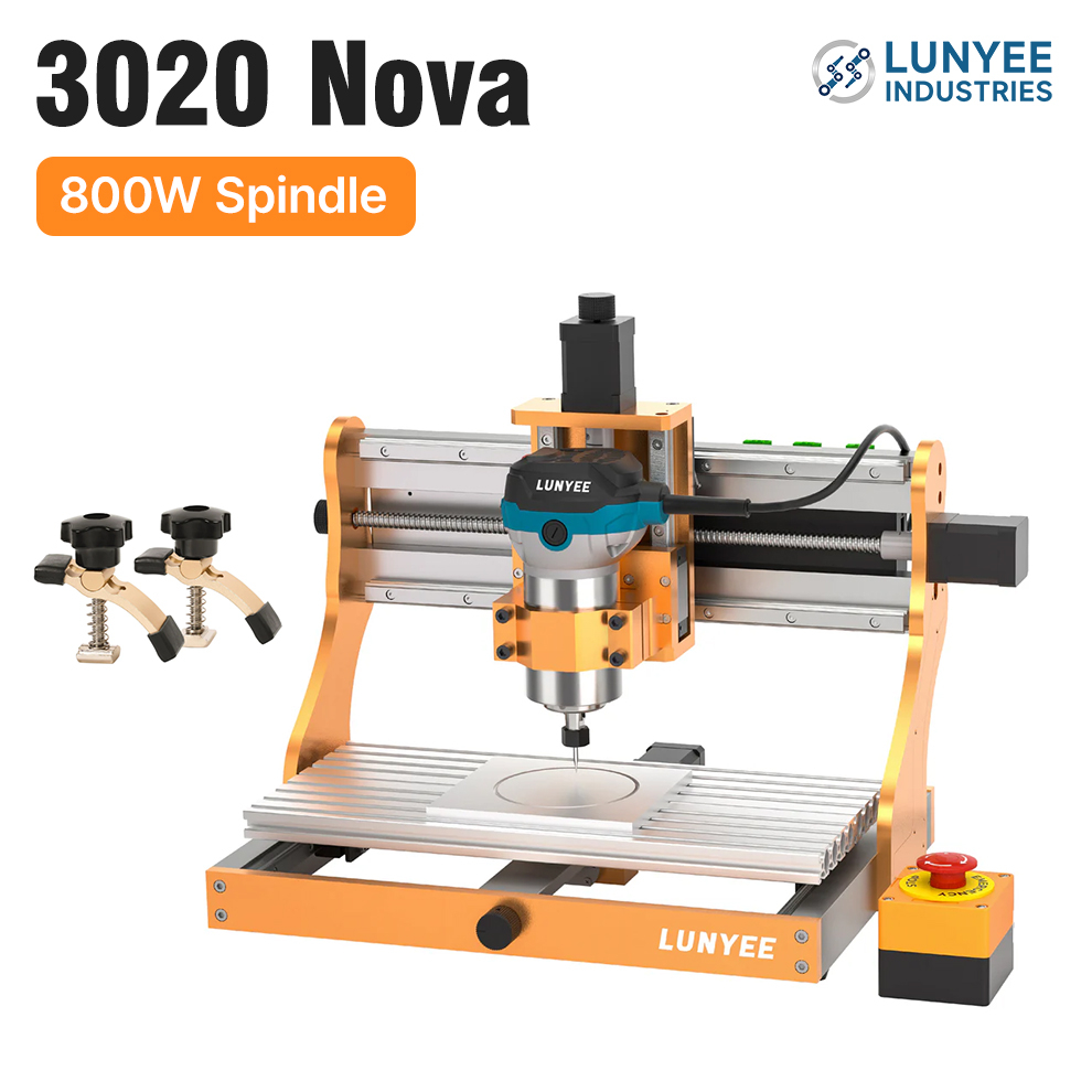 LUNYEE ใหม่ 3020 Nova Desktop CNC Router Machine เครื่อง cnc โลหะ All-metal design เลเซอร์แกะสลักสําหรับไม้อะคริลิคอลูมิเนียมแกะสลัก,โลหะผสมเครื่อง 800W Trim Router – โปรปัง