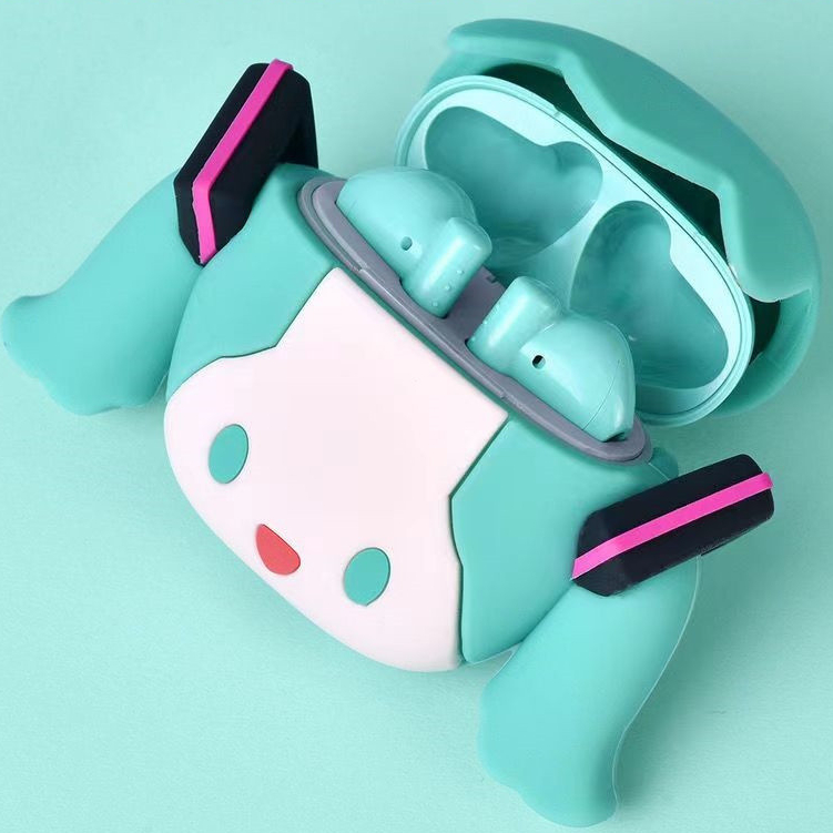 ขายสินค้า POPO Series Hatsune Miku ชุดหูฟังบลูทูธไร้สาย True ชุดหูฟังไร้สาย TWS ear buds หูฟังไฮไฟ i