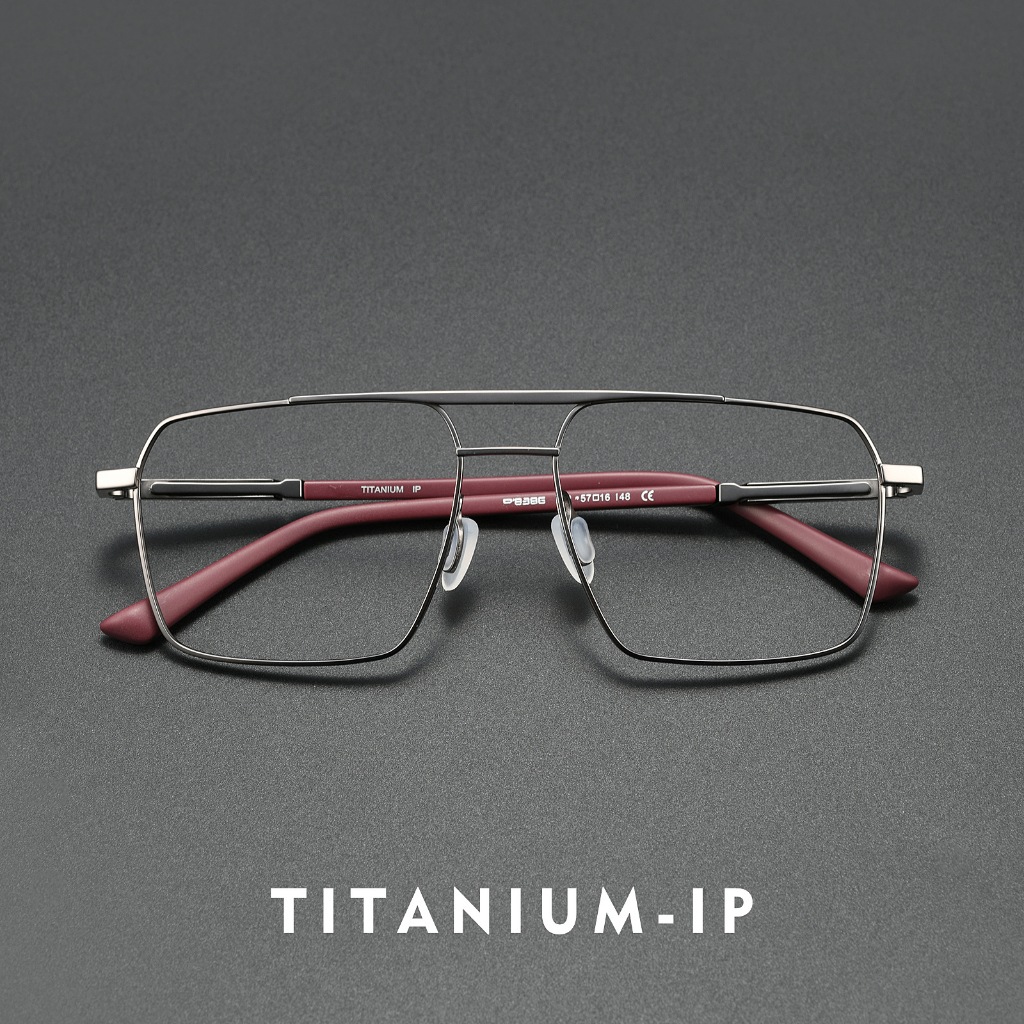 กรอบแว่นตาผู้ชาย Designers Double Beam ทำจากไททانيومบริสุทธิ์ สไตล์พิโลต