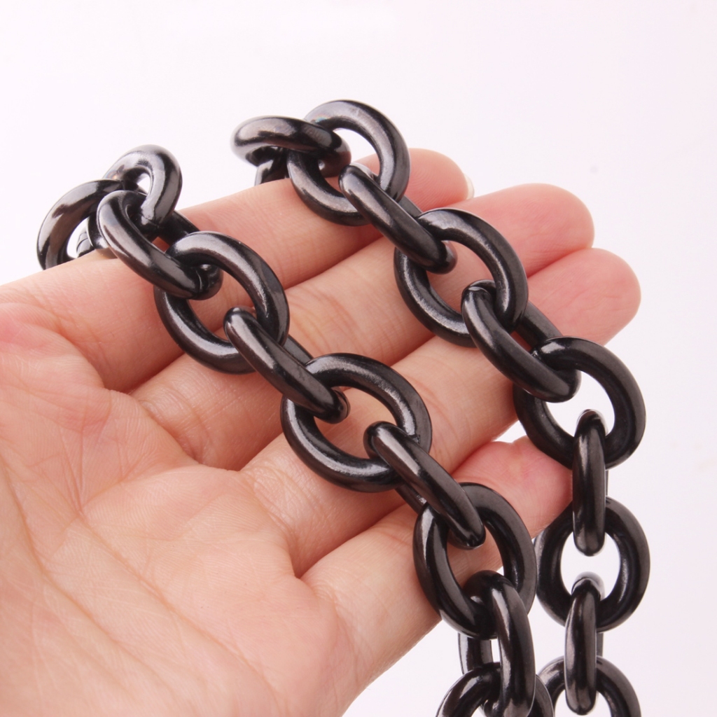 Charming 8/11/13/15mm Mens Chain สีดําสแตนเลส Big O สร้อยคอโซ่รูปไข่คุณภาพสูงแฟชั่นเครื่องประดับ
