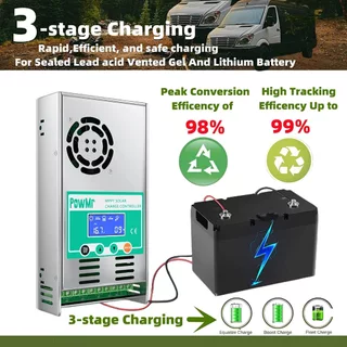 PowMr 60A MPPT คอนโทรลเลอร์ชาร์จพลังงานแสงอาทิตย์ 160V PV อินพุตอัตโนมัติ 12V 24V 36V 48V แบตเตอรี่ลิเธียมรองรับ Off-Grid
