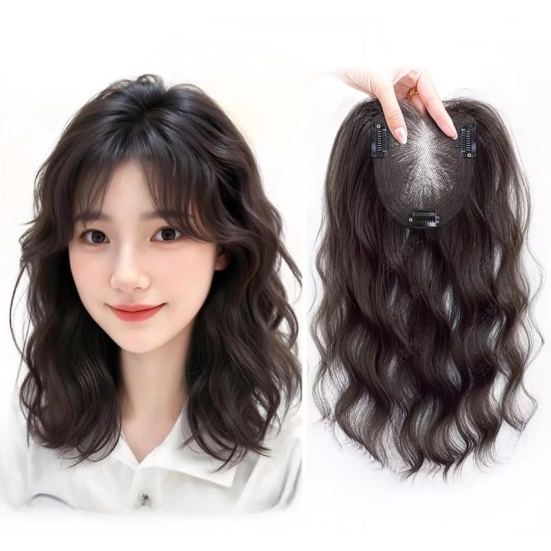 ฐานไม่มีรอยต่อ ขนาด 10x11 ซม. สีดำและสีน้ำตาล มาพร้อมคลิปล๊อกผม ความยาว 45 ซม.