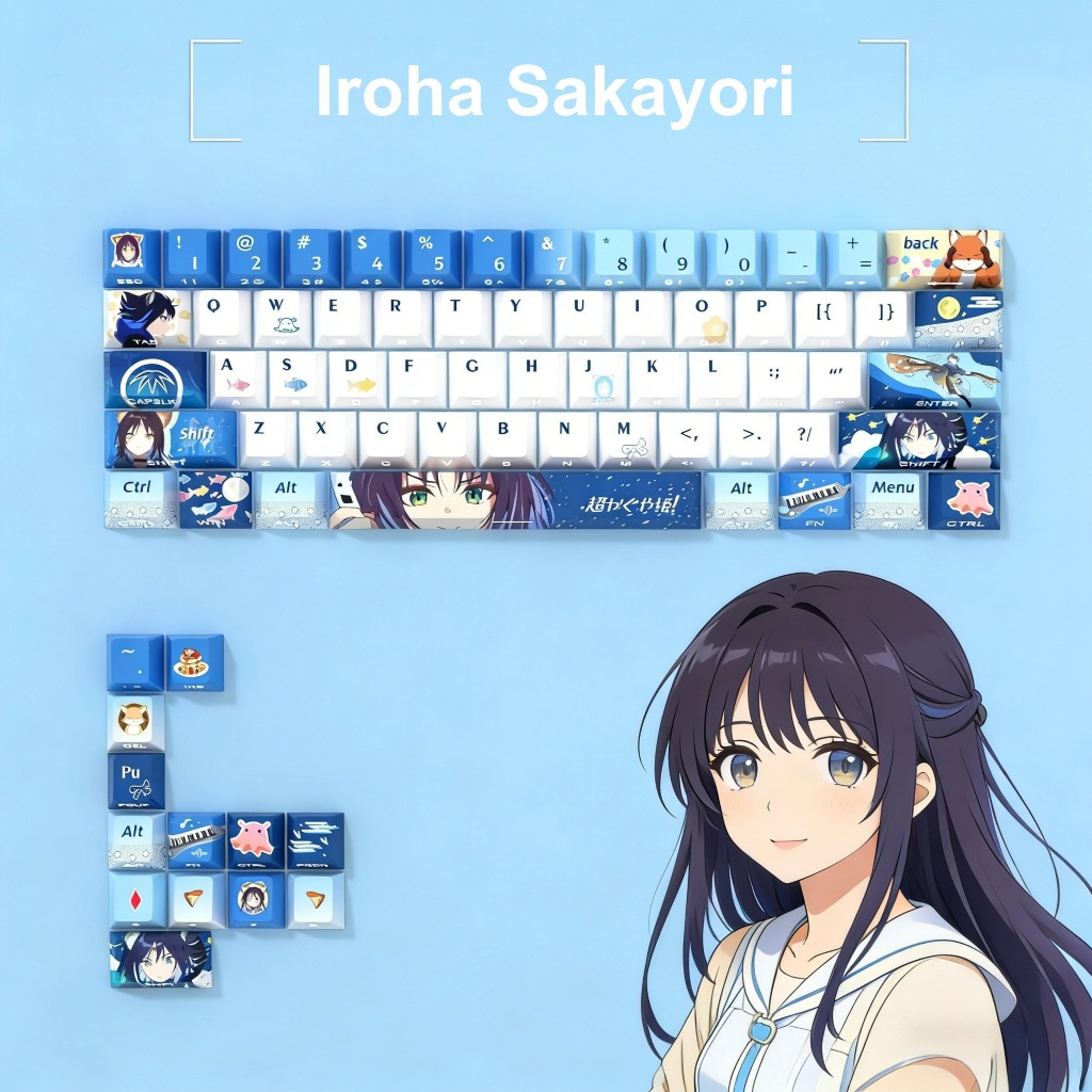 คอสมิคเจ้าหญิง คายะ! Iroha Saakayori Keycaps Dye-Sublimation PBT keycap สําหรับคีย์บอร์ดแบบกลไก