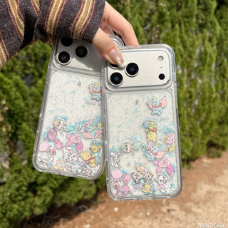 การ์ตูนหมีน้อยช้างบินGlitter Quicksand Blingเคสโทรศัพท์สําหรับiPhone 17 16 15 14 13 Pro Maxกันกระแทก