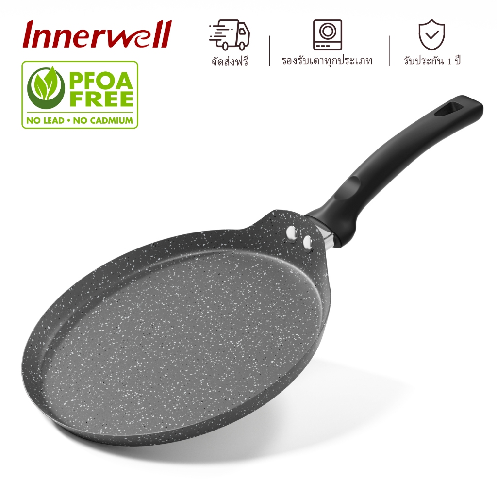 Innerwell  28 ซม หินไมฟาน Non Stick กระทะแพนเค ้ สีดำ เหมาะสําหรับเตาทั ้ งหมด
