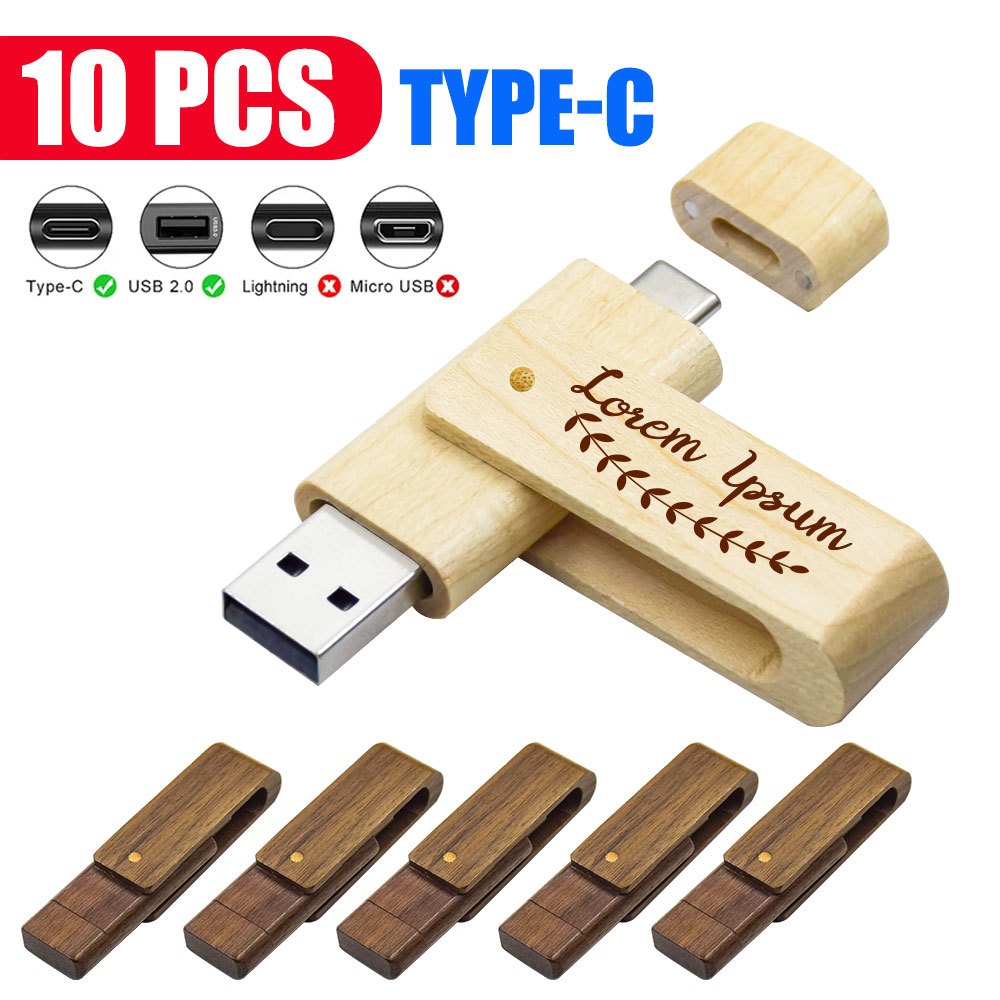 10PCS/LOT  ชิ้นไม้หมุนปากกา 128 GB 2.0 USB Flashdrive 64 GB USB pendrive 32 GB thumbdrive 16 GB flas