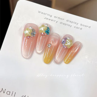 Rou Bao 50 ชิ้นเล็บ Pearl Glow Candy สี Star Heart เรซิ่น Girly เล็บตกแต่งศิลปะ