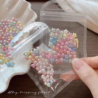 Rou Bao 50 ชิ้นเล็บ Pearl Glow Candy สี Star Heart เรซิ่น Girly เล็บตกแต่งศิลปะ