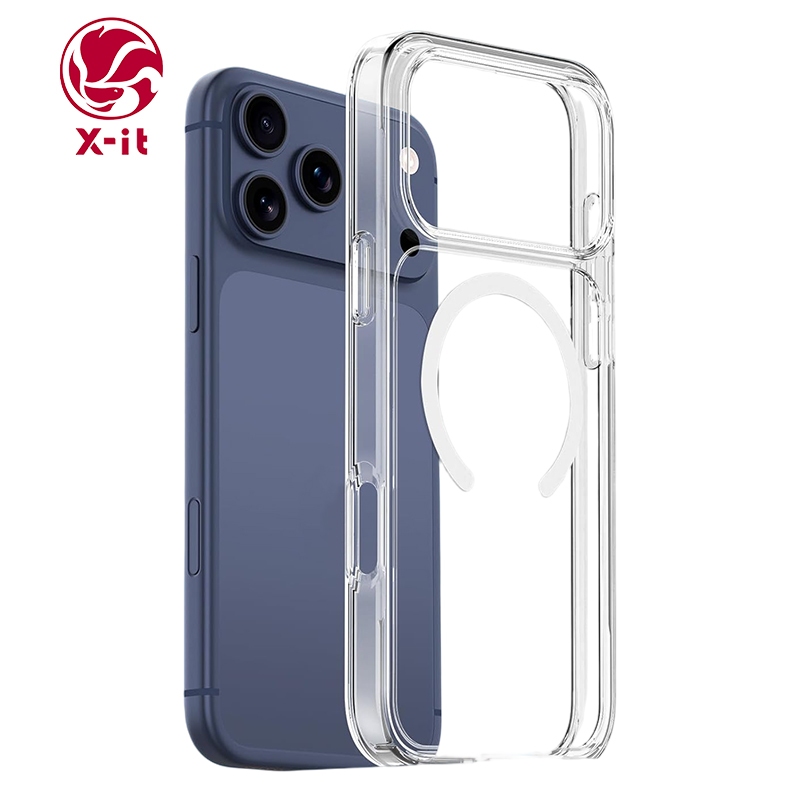 X-IT เคสแม่เหล็กสําหรับ iPhone 11 12 13 14 15 16 16e 17 air Pro Max, กันกระแทกโทรศัพท์ฝาครอบกันชน, Anti-Scratch Clear Back (ใส)