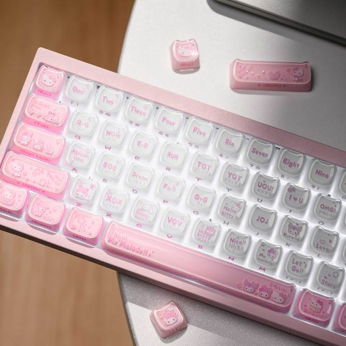 XVX My Melody Theme 2.0 Sanrio ปุ่มกดน่ารัก Double-Shot MAO โปรไฟล์คริสตัลสีชมพู Girly Heart เข้ากัน
