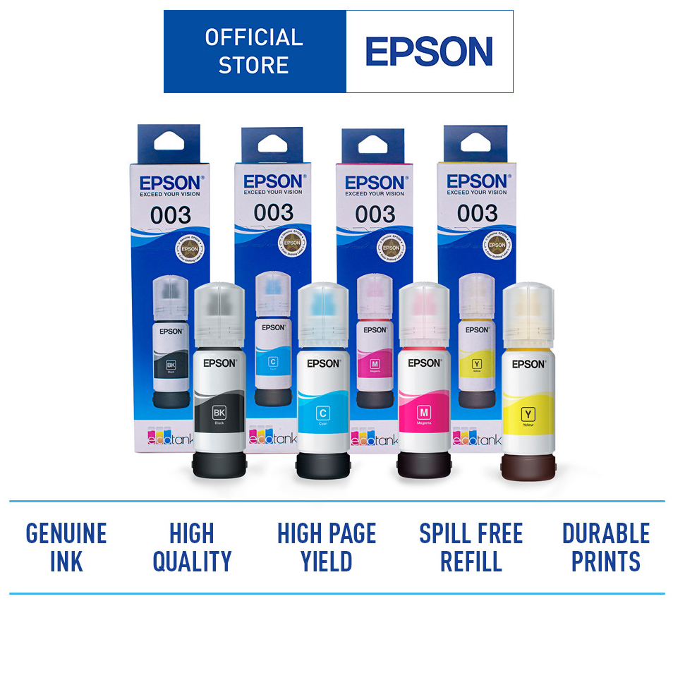 100% Original Epson 003 หมึกเติม 003 Bote ng หมึก Epson L3210/L1110/L1210/L3110/L3120/L3150