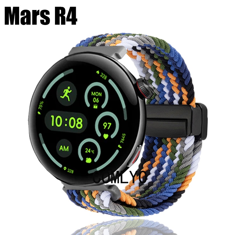 สําหรับ Aolon Mars R4 สายนาฬิกาอัจฉริยะสายรัดข้อมือปุ่มแม่เหล็กไนลอนสําหรับผู้หญิงผู้ชาย