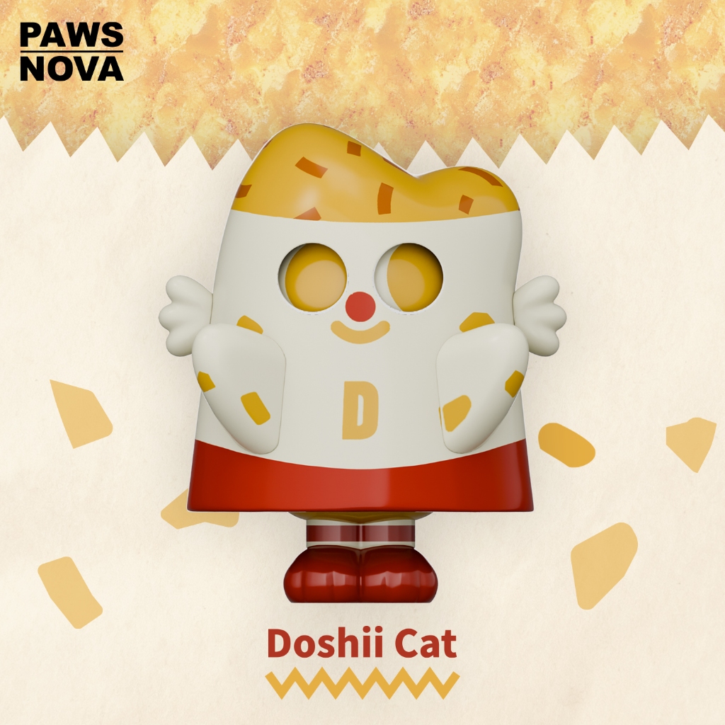 PAWSNOVA Doshii Cat Just Eat Me Series การ์ดแขวน, ของเล่นศิลปะสะสม, ของเล่นสําหรับตกแต่งบ้านสมัยใหม่