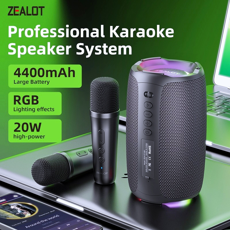 Zealot S61M ลําโพงไร้สายบลูทูธคาราโอเกะ HiFi Bass สเตอริโอรองรับ Micro SD Card AUX USB Disk