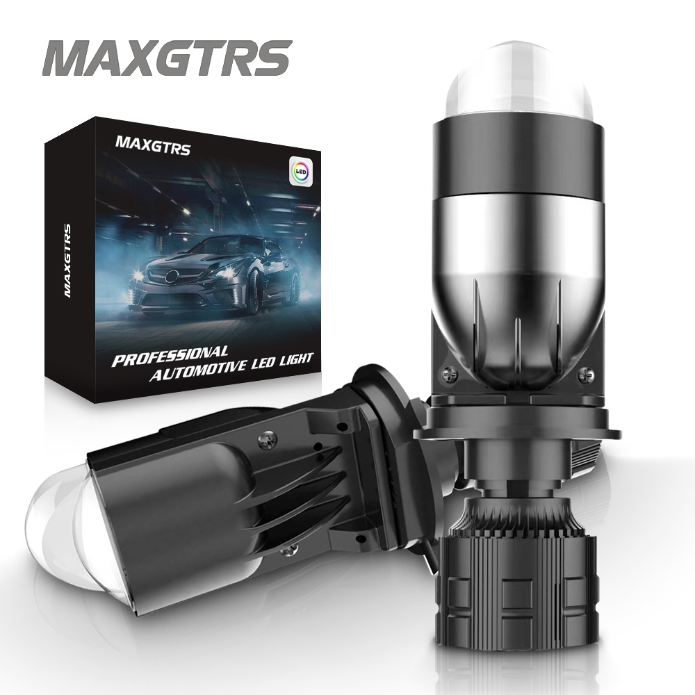 Maxgtrs หลอดไฟหน้าโปรเจคเตอร์ LED H4 9003 Hi/Lo Beam ขนาดเล็ก LHD 12000LM สําหรับรถจักรยานยนต์ 2 ชิ้น
