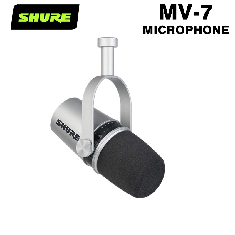 Shure MV-7 USB/XLR Dynamic Podcast Microphone, เสียง Hi-Res, แชสซีโลหะ, ความจริง, รับประกัน 3 ปี, เห