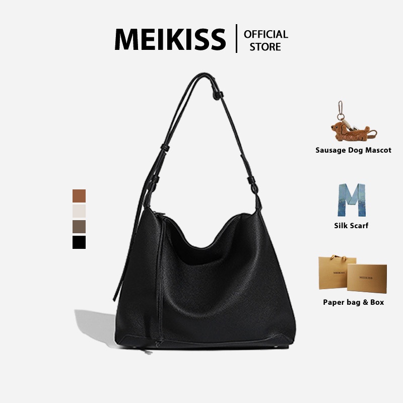 MEIKISS กระเป๋าโท้ท Hobo Slouchy หนัง PU ใบใหญ่ ใส่ A4/คอมได้ กระเป๋าทำงานผู้หญิง ของขวัญ 4สี