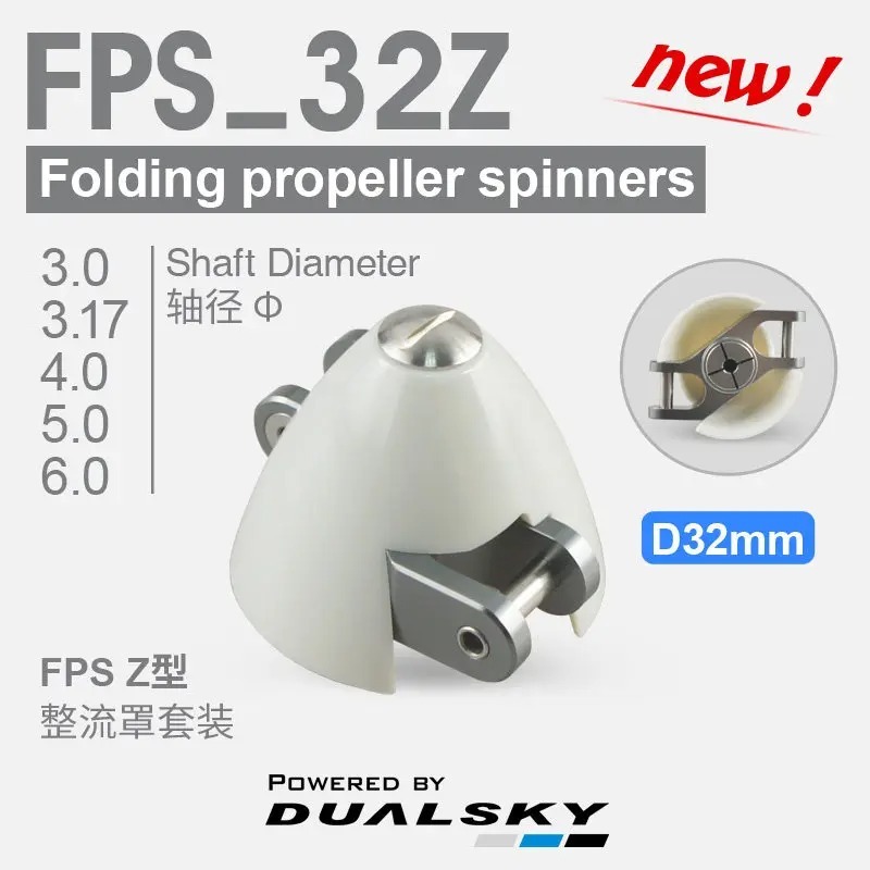 DualSky FPS32Z 32 มม.พับใบพัด Spinner 3.0/3.3/4.0/5.0/6.0 มม.เส้นผ่านศูนย์กลางเพลา Fairing สําหรับ F